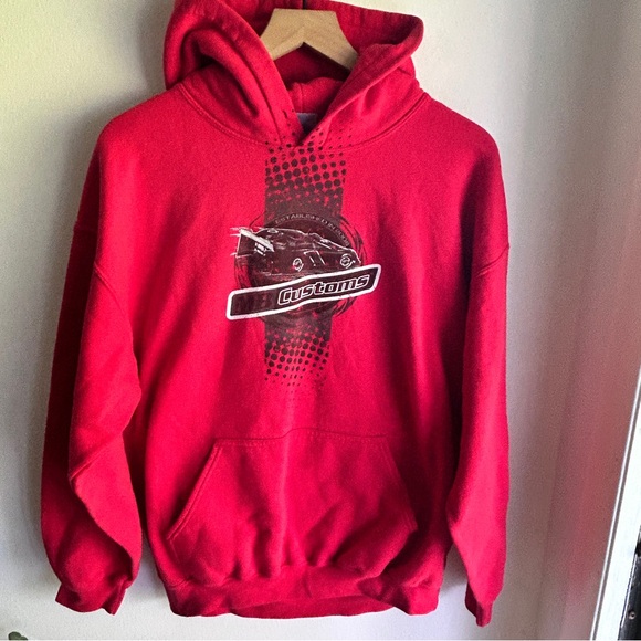 MB Customs red hooded sweatshirt hoodie - size L - Picture 1 of 5